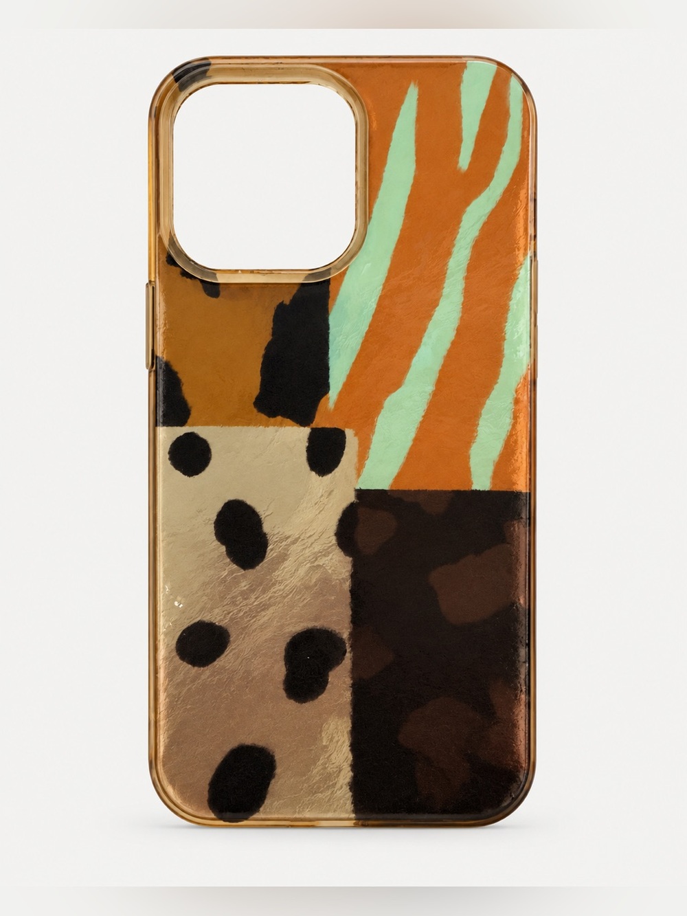 iPhone 14 Pro Max Abstract Animal Print Case Brown Orange Mint